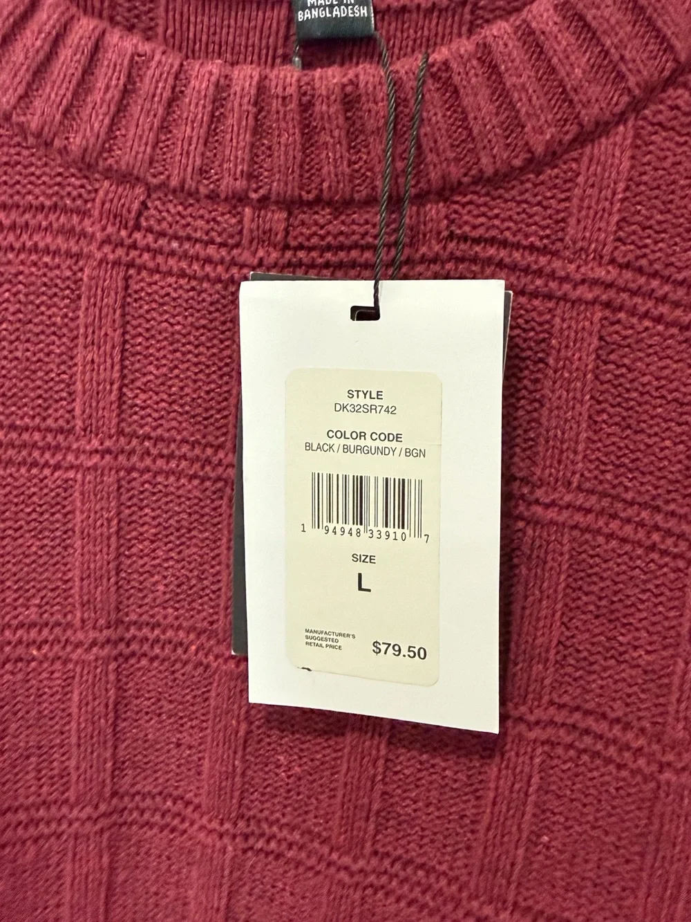 DKNY Men’s Crewneck Sweater in Burgundy